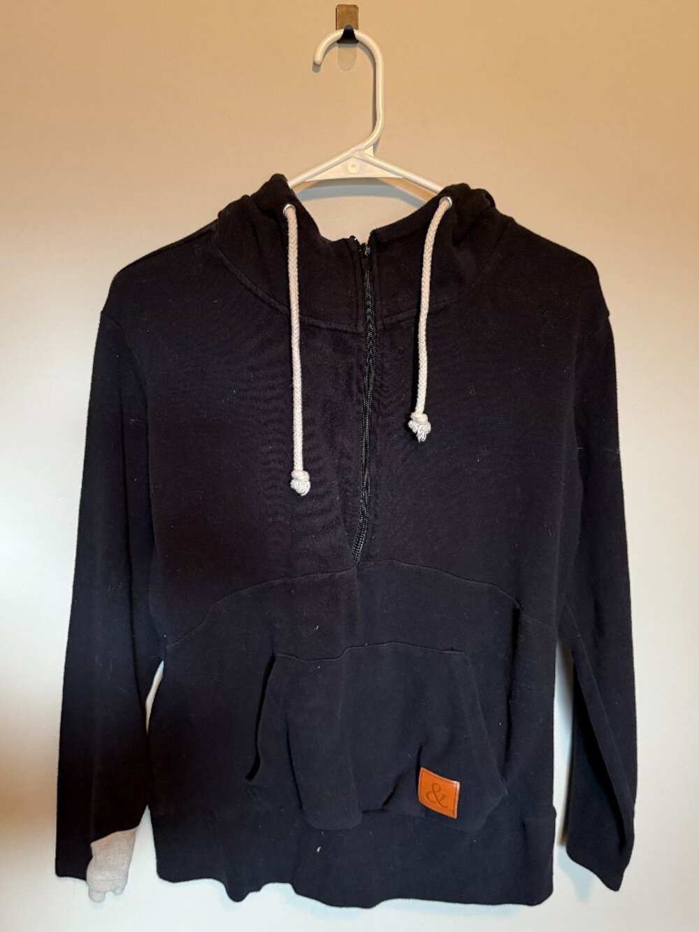 Ampersand Avenue Half Zip Hoodie Black Kangaroo Pocket Sweatshirt Size Medium